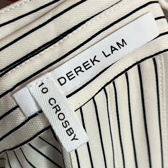 10 Crosby Derek Lam • Ivory Cream Black Striped Oversized Blouse - Picture 6 of 6